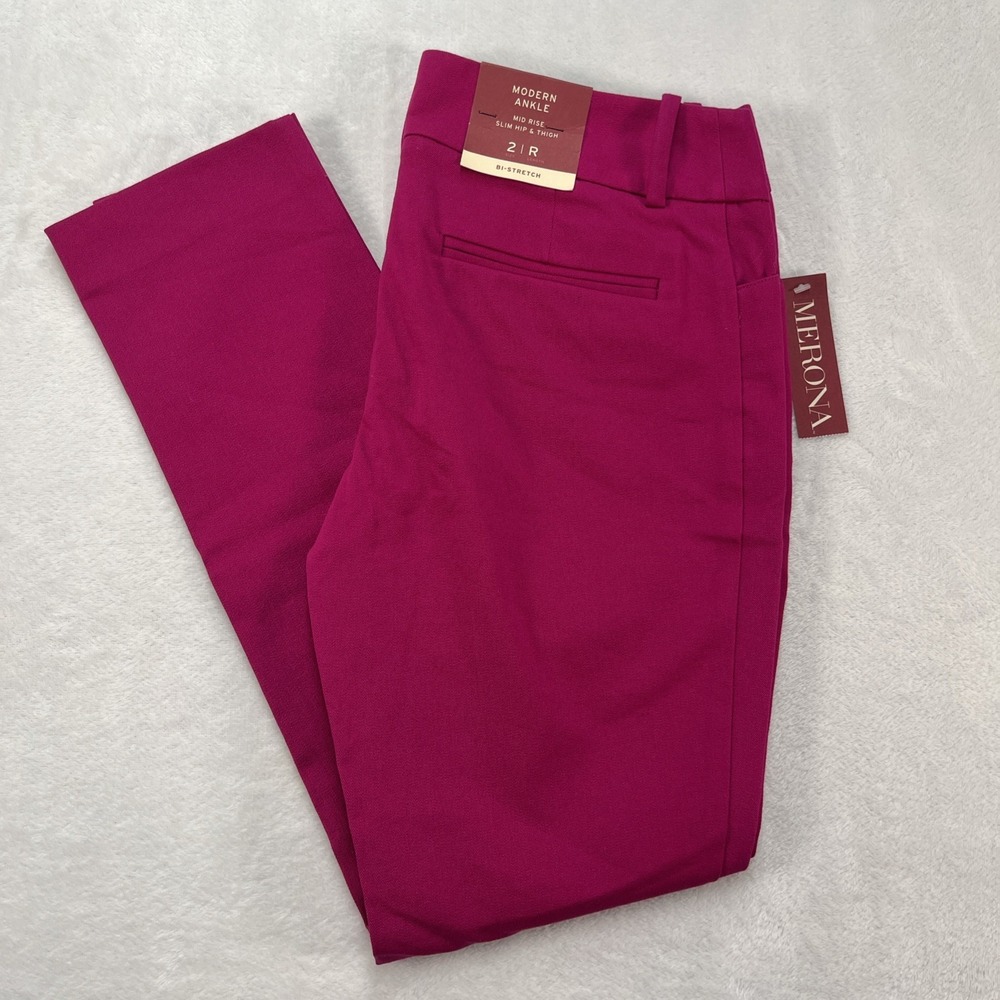 Merona Mid Rise Modern Ankle Pants Womens 2‎ Regular Springtime Pink NEW